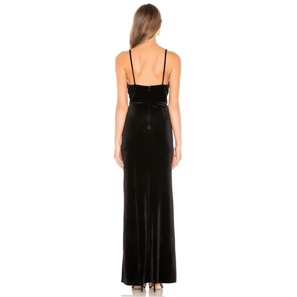 Superdown Aurora Deep V Neck Maxi Dress Slit Black Velvet Knot Front Size XS. - Picture 3 of 9